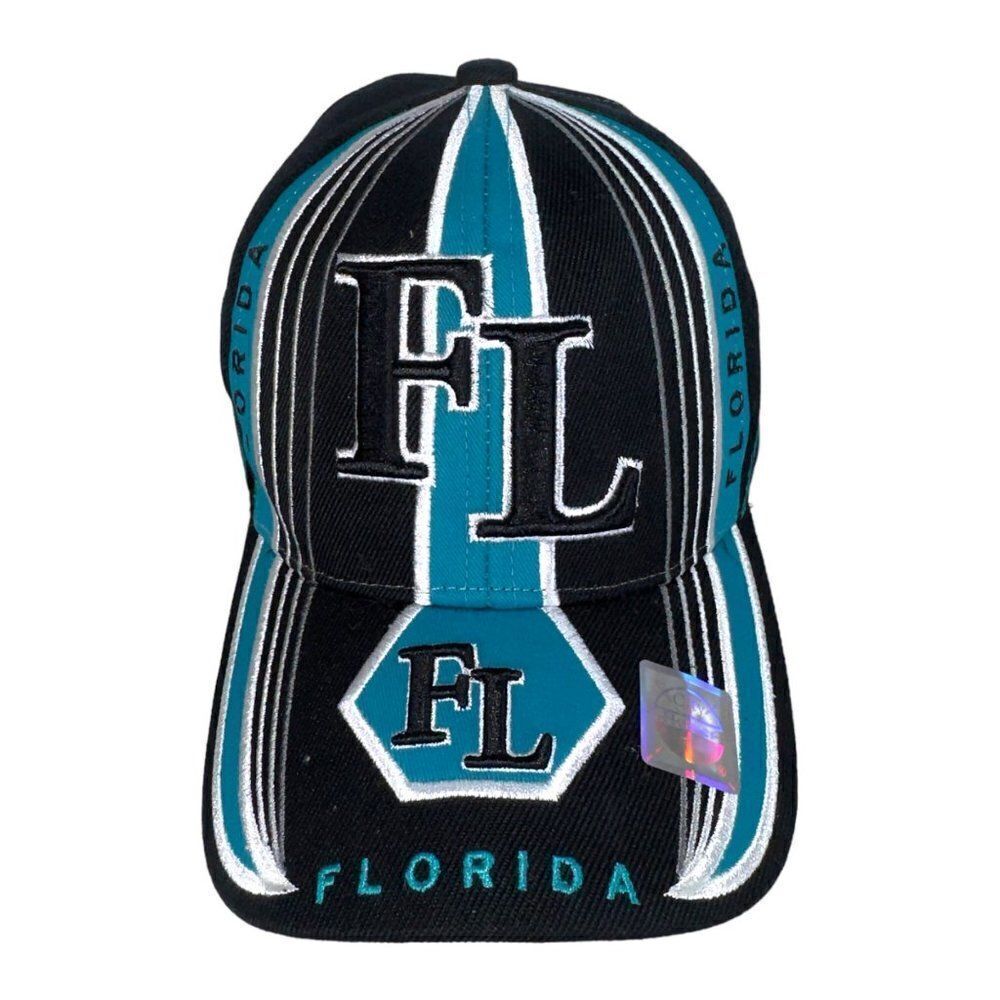 City Hunter‎ Vintage Florida Embroidered Snapback Hat Black / Teal / White